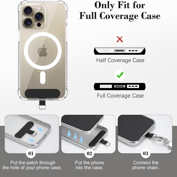 Universal Phone Lanyard Crossbody, Rhinestone Cell Phone Chain Anti-Theft with 1 - Picture 6 of 7